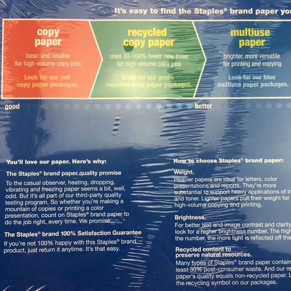 Staples Multiuse Paper Sample Pack 20 Sheets Letter Size 96 Bright 20 Lb Acid Fr - Picture 4 of 4